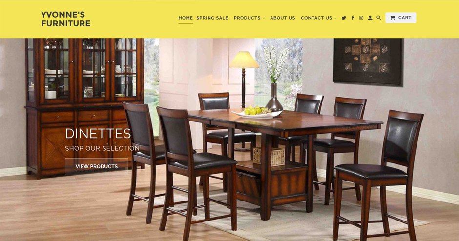 Yvonnes Furniture website designed by Box Clever in Edmonton, Alberta.
