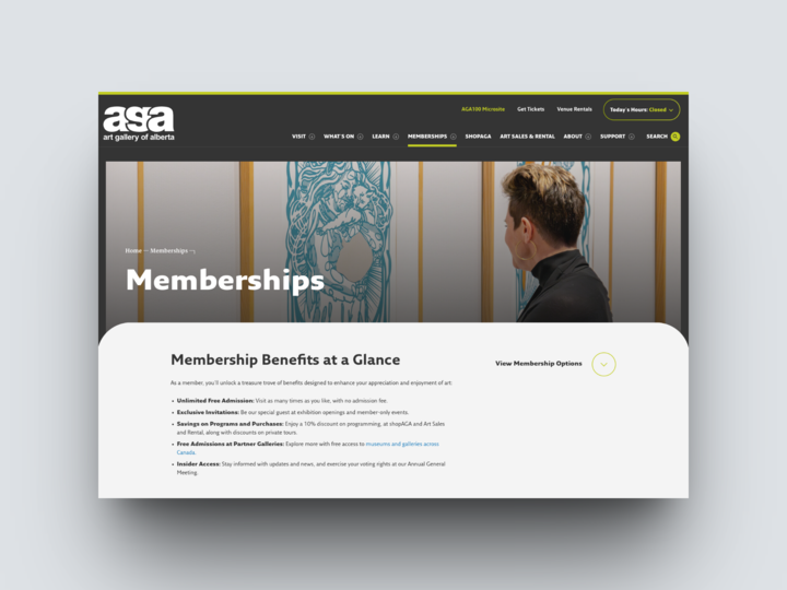 the Memberships page